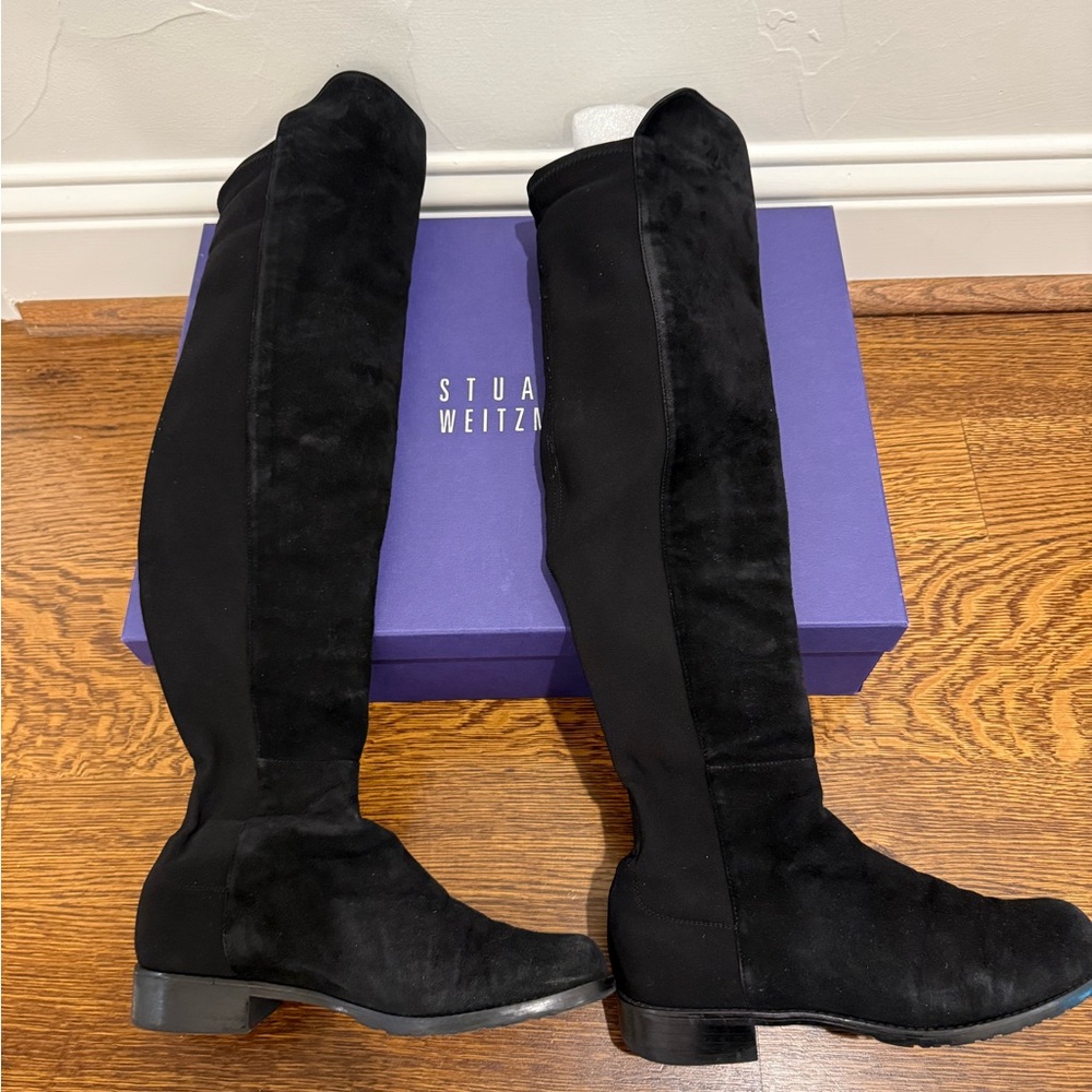 Stuart Weitzman Black Suede Over the Knee Boots